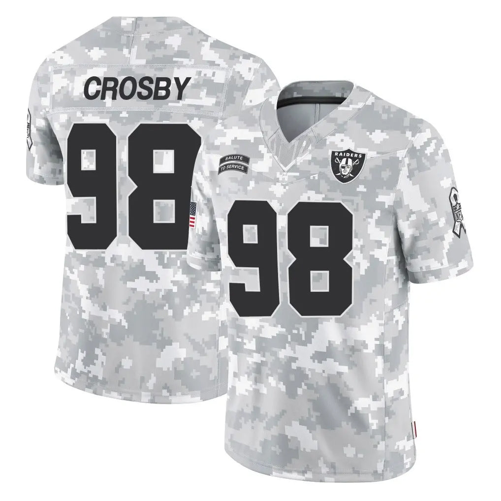 Punc LV.Raiders #98 Maxx Crosby Player Arctic Camo Salute To Service Limited Game Stitched Jerseys