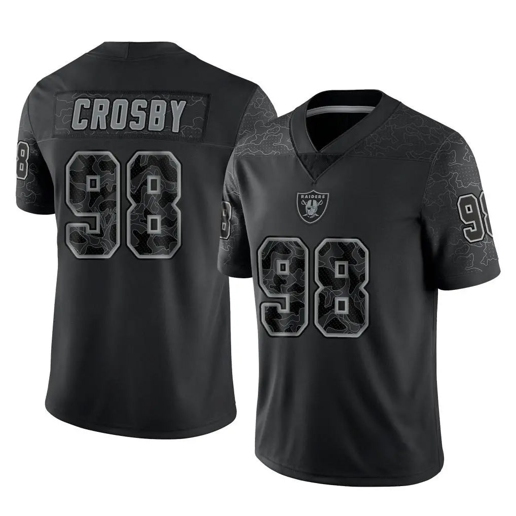Punc LV.Raiders #98 Maxx Crosby Player Black Reflective Limited Game Stitched Jerseys