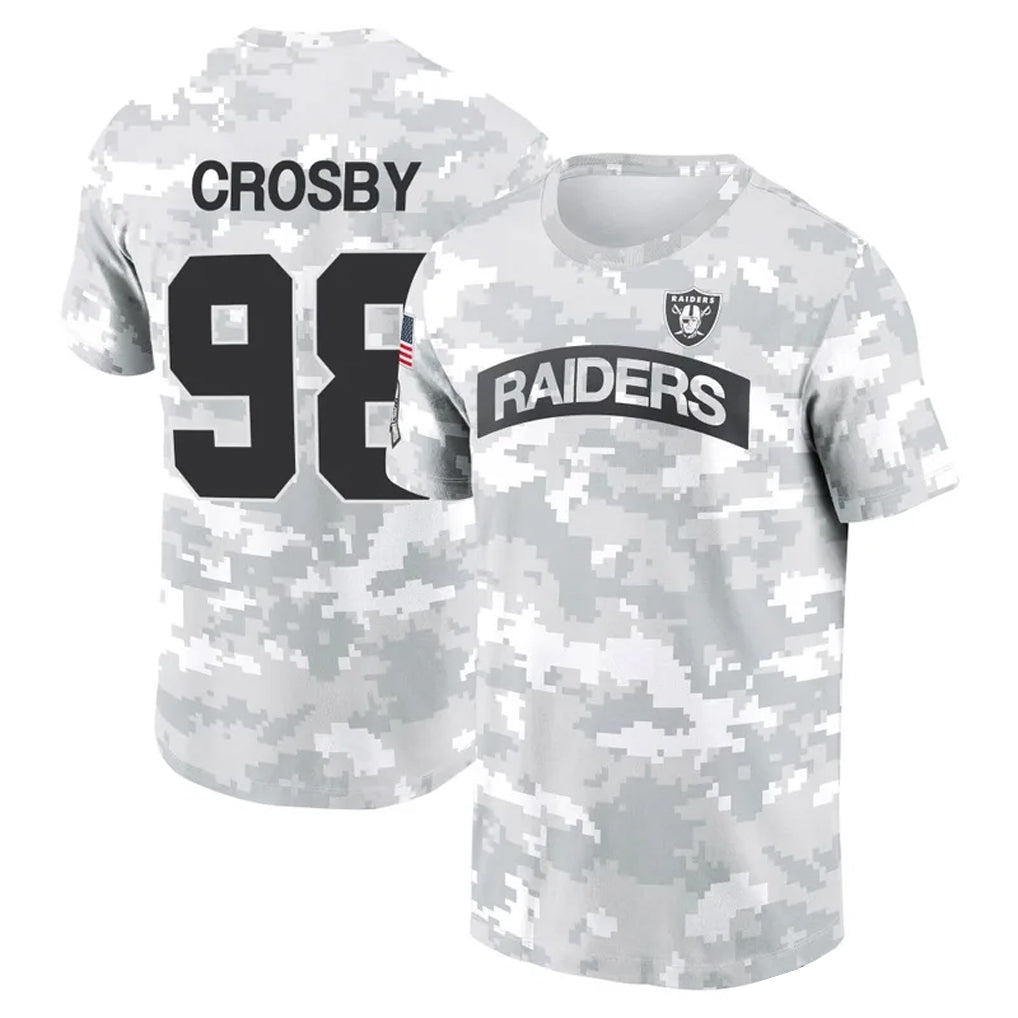 Punc LV.Raiders #98 Maxx Crosby Player Black Salute to Service T-Shirts Stitched Jerseys