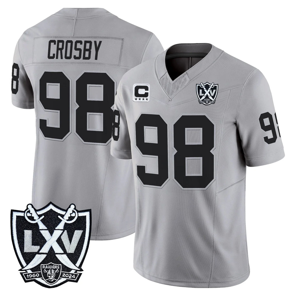 Punc LV.Raiders #98 Maxx Crosby Player Gray 2026 Vapor Limited Home Game Stitched Jerseys