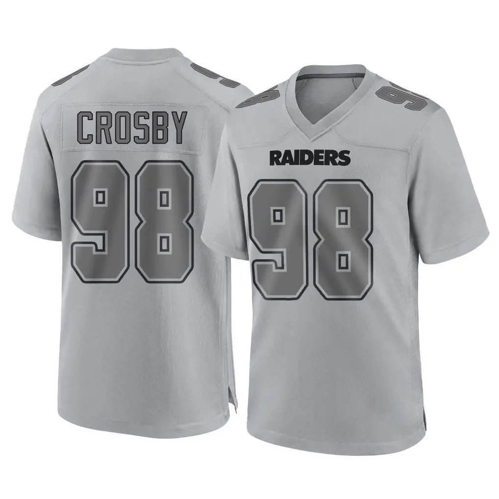 Punc LV.Raiders #98 Maxx Crosby Player Gray Atmosphere Fashion Limited Game Stitched Jerseys