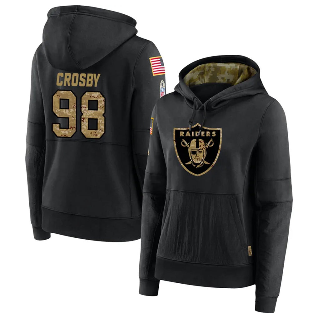 Punc LV.Raiders #98 Maxx Crosby Player Salute to Service Black Hoodies Stitched Jerseys