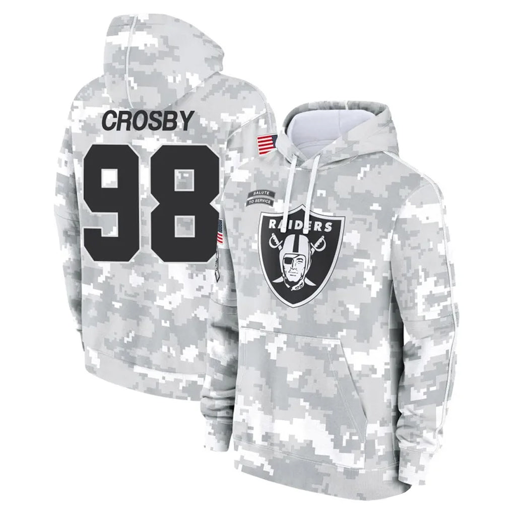 Punc LV.Raiders #98 Maxx Crosby Player Salute to Service Hoodies Stitched Jerseys