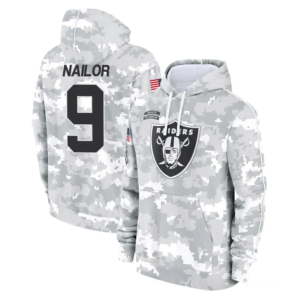 Punc LV.Raiders #9 Jalen Nailor Player Arctic Camo Salute to Service Hoodies Limited Game Stitched Jerseys