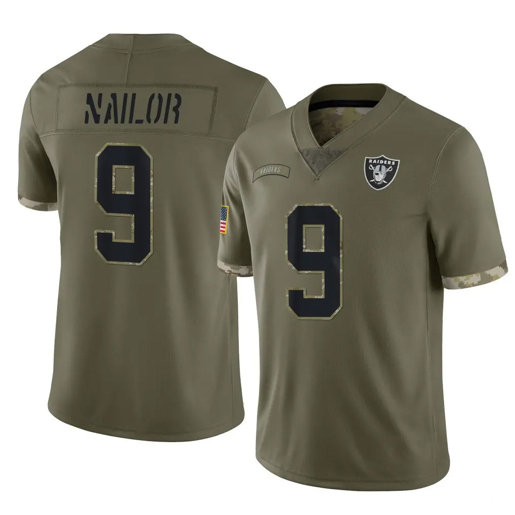 Punc LV.Raiders #9 Jalen Nailor Player Olive Salute To Service Limited Stitched Jerseys