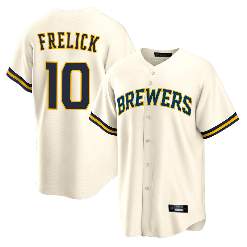 Punc M.Brewers #10 Sal Frelick Player Cream Home Game Stitched Jerseys