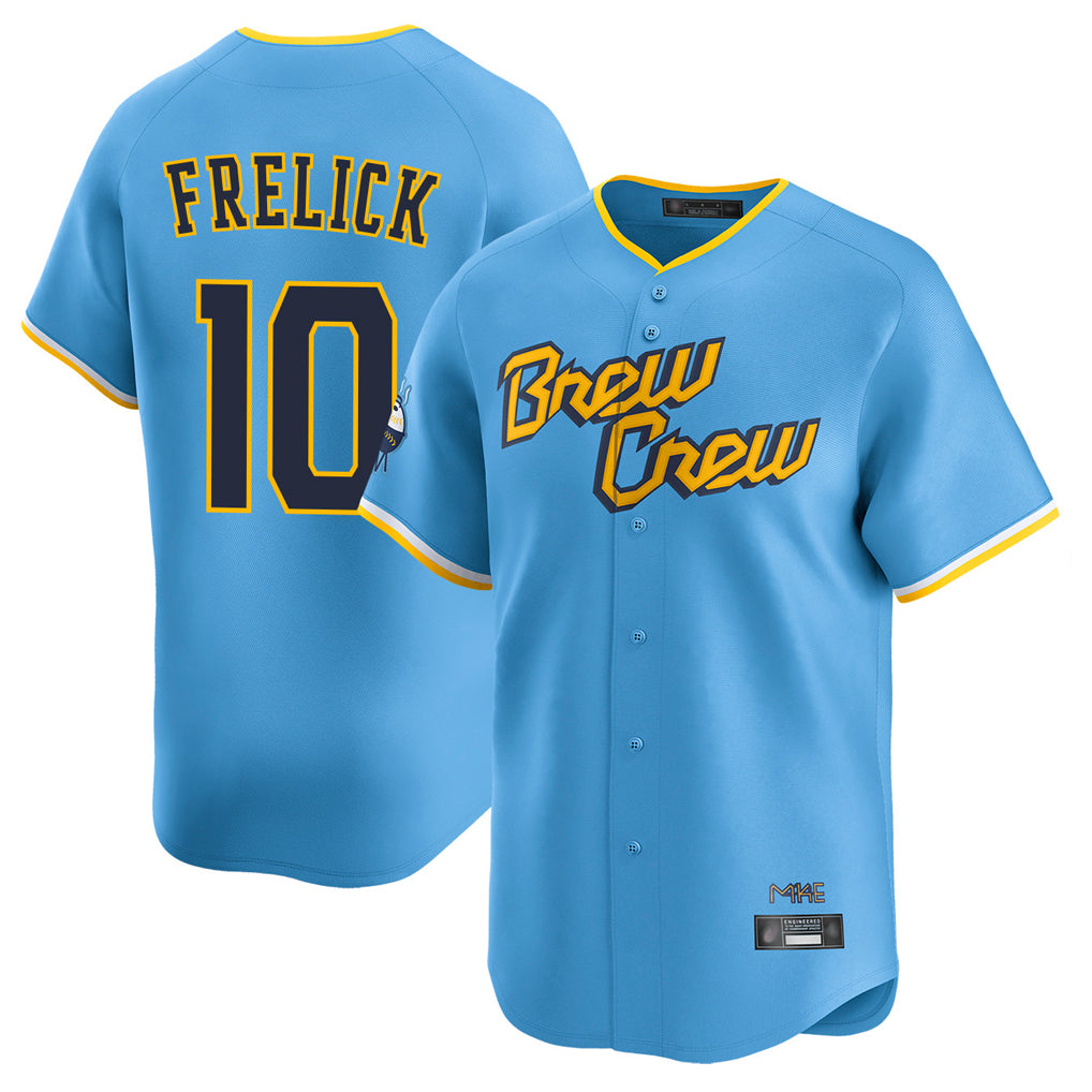 Punc M.Brewers #10 Sal Frelick Player Light Blue Road Stadium Game Stitched Jerseys