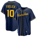 Punc M.Brewers #10 Sal Frelick Player Navy Home Game Stitched Jerseys