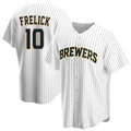 Punc M.Brewers #10 Sal Frelick Player White Home Game Stitched Jerseys