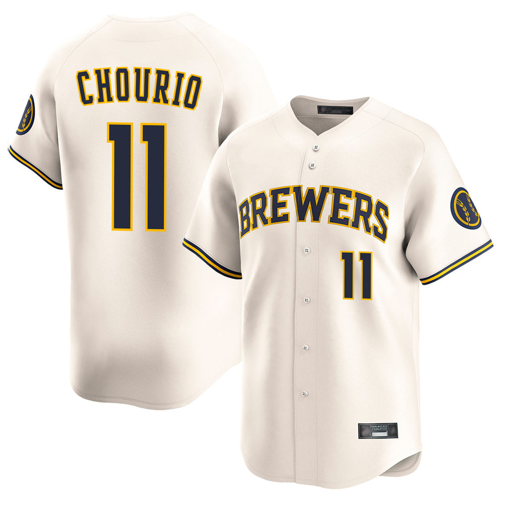 Punc M.Brewers #11 Jackson Chourio Player Cream Home Limited Game Stitched Jerseys