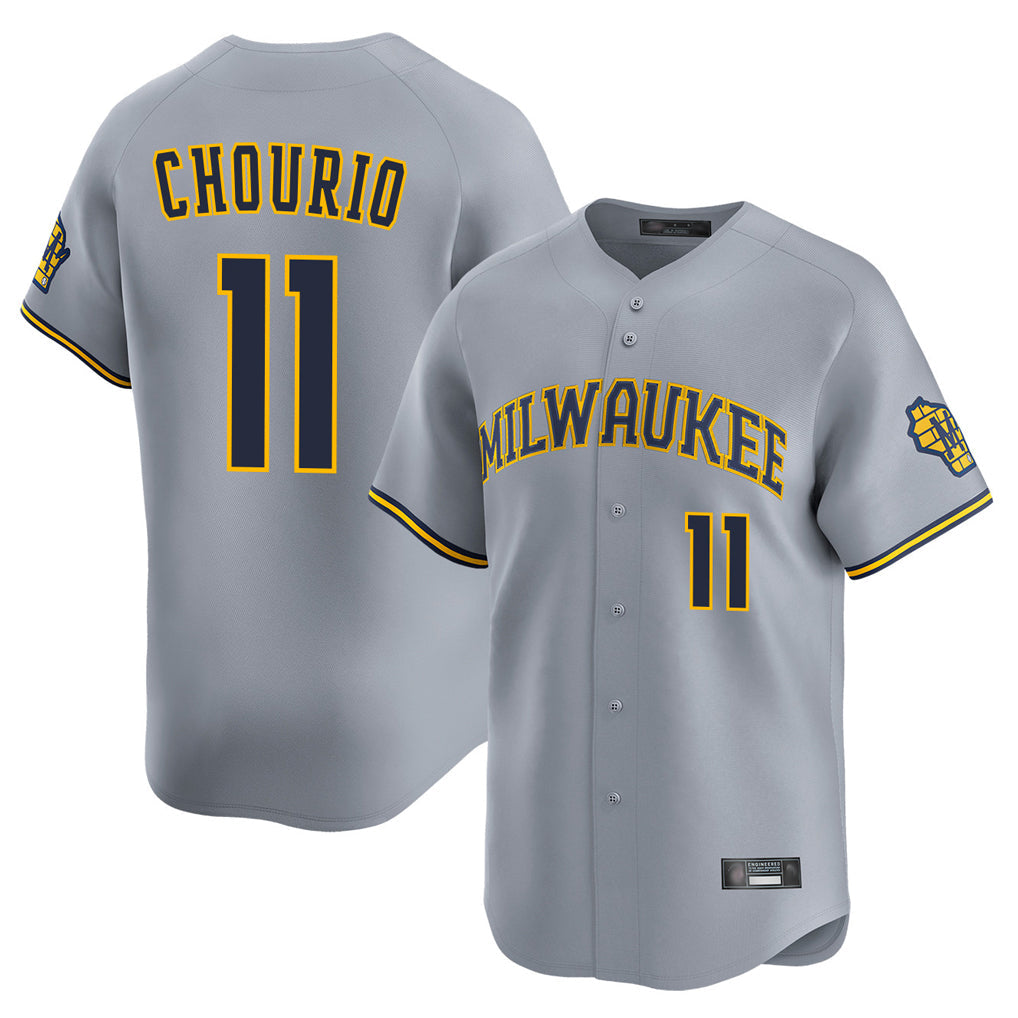 Punc M.Brewers #11 Jackson Chourio Player Gray Home Limited Stitched Jerseys