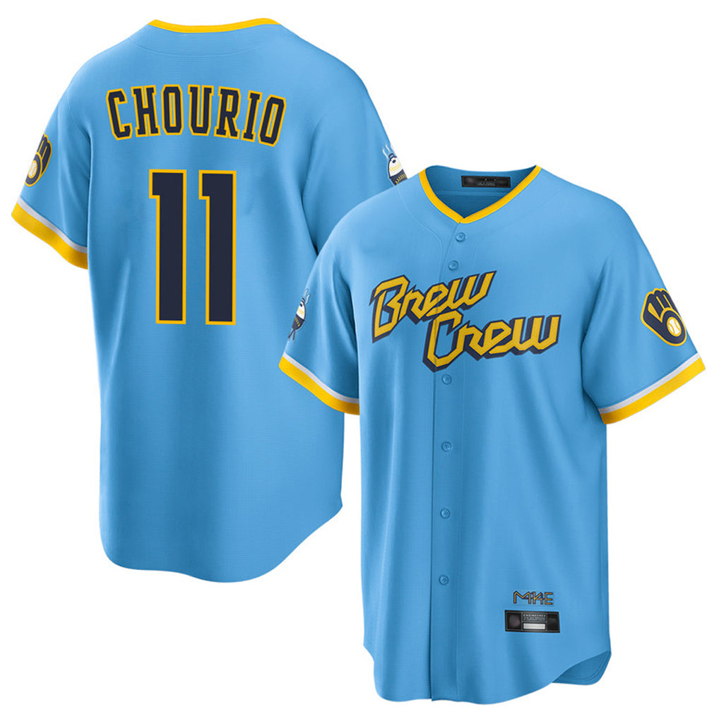 Punc M.Brewers #11 Jackson Chourio Player Light Blue City Connect Home Game Stitched Jerseys