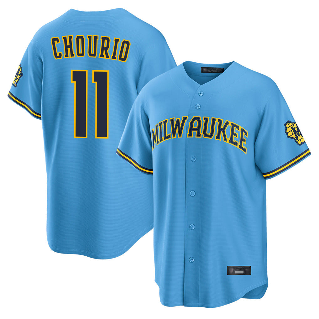Punc M.Brewers #11 Jackson Chourio Player Light Blue Road Stadium Game Stitched Jerseys