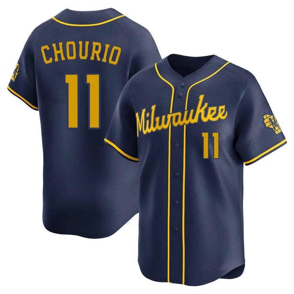 Punc M.Brewers #11 Jackson Chourio Player Navy Home Limited Stitched Jerseys