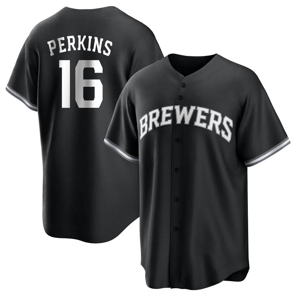 Punc M.Brewers #16 Blake Perkins Player Black Game Home Stitched Jerseys