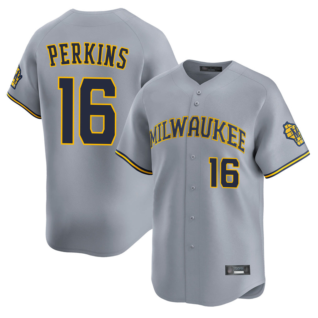 Punc M.Brewers #16 Blake Perkins Player Gray Home Limited Stitched Jerseys