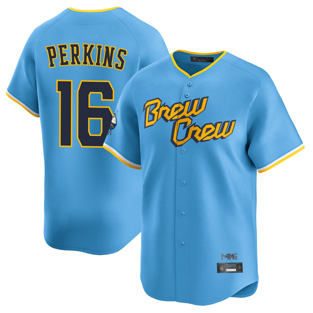 Punc M.Brewers #16 Blake Perkins Player Light Blue City Connect Home Limited Stitched Jerseys