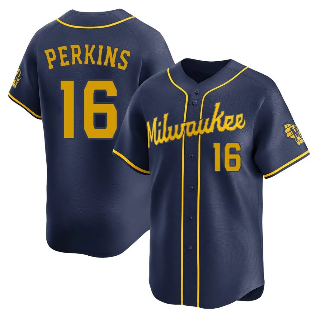Punc M.Brewers #16 Blake Perkins Player Navy Home Limited Stitched Jerseys