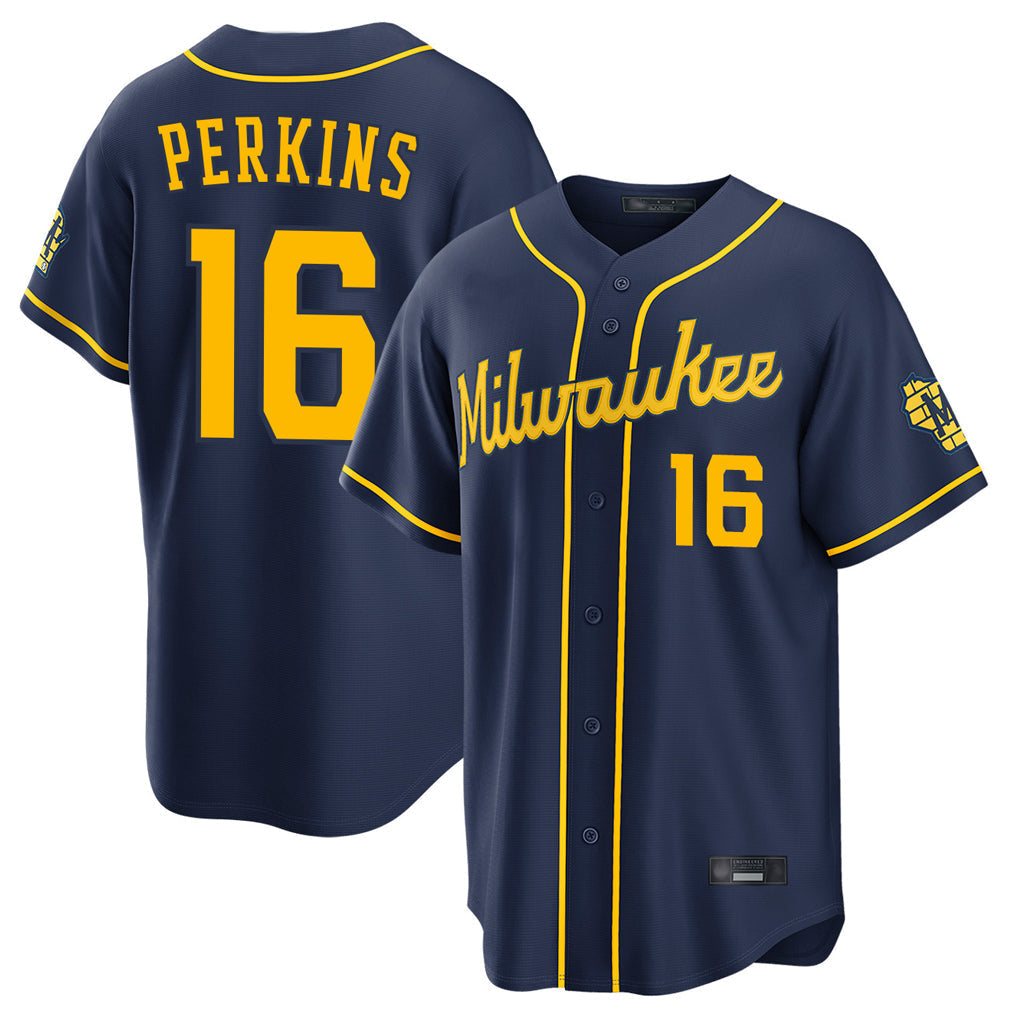 Punc M.Brewers #16 Blake Perkins Player Navy Home Stadium Game Stitched Jerseys