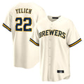 Punc M.Brewers #22 Christian Yelich Player Cream Home Game Stitched Jerseys