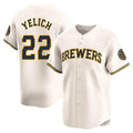 Punc M.Brewers #22 Christian Yelich Player Cream Home Limited Game Stitched Jerseys
