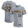 Punc M.Brewers #22 Christian Yelich Player Gray Home Limited Elite Stitched Jerseys