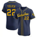 Punc M.Brewers #22 Christian Yelich Player Navy Home Limited Elite Stitched Jerseys