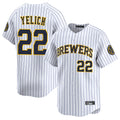 Punc M.Brewers #22 Christian Yelich Player White Stripes Home Limited Game Stitched Jerseys