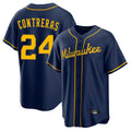 Punc M.Brewers #24 William Contreras Player Navy Home Game Stitched Jerseys