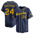 Punc M.Brewers #24 William Contreras Player Navy Home Limited Stitched Jerseys