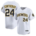 Punc M.Brewers #24 William Contreras Player White Stripes Home Limited Game Stitched Jerseys