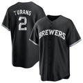 Punc M.Brewers #2 Brice Turang Player Black Game Home Stitched Jerseys