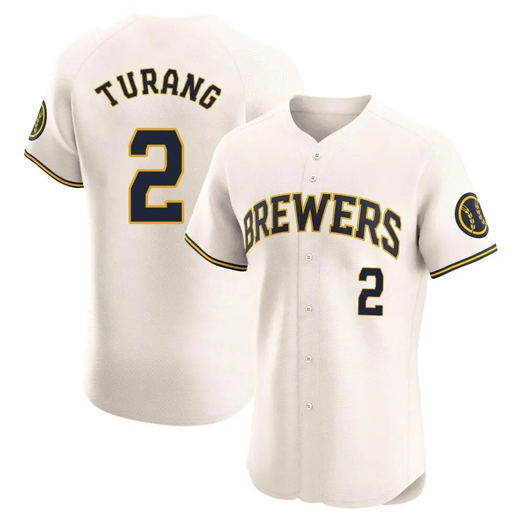 Punc M.Brewers #2 Brice Turang Player Cream Home Limited Elite Stitched Jerseys