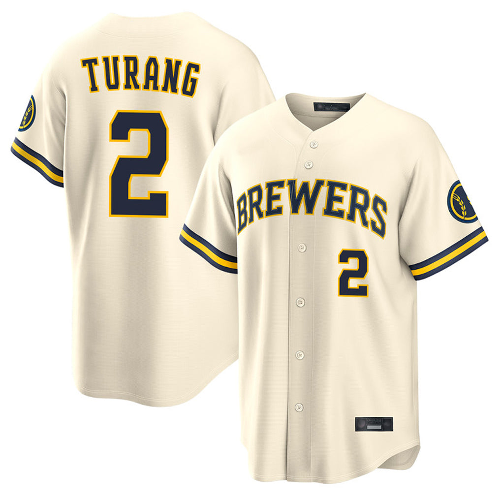Punc M.Brewers #2 Brice Turang Player Cream Home Limited Stitched Jerseys