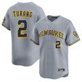 Punc M.Brewers #2 Brice Turang Player Gray Home Limited Stitched Jerseys