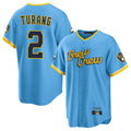 Punc M.Brewers #2 Brice Turang Player Light Blue City Connect Home Game Stitched Jerseys