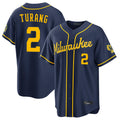 Punc M.Brewers #2 Brice Turang Player Navy Home Stadium Game Stitched Jerseys
