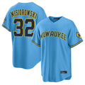 Punc M.Brewers #32 Jacob Misiorowski Player Light Blue Road Stadium Game Stitched Jerseys