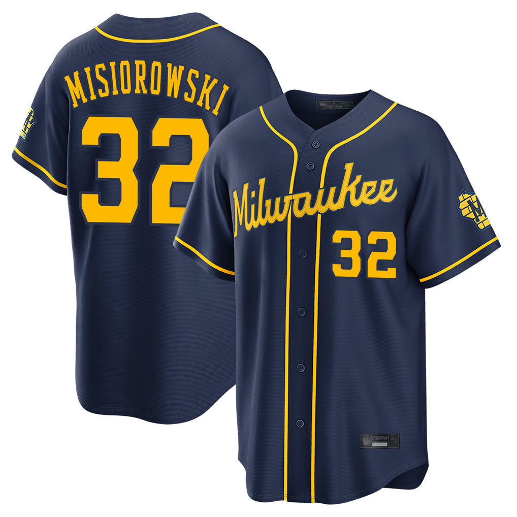 Punc M.Brewers #32 Jacob Misiorowski Player Navy Home Stadium Game Stitched Jerseys