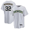 Punc M.Brewers #32 Jacob Misiorowski Player White Stripes Home Game Stitched Jerseys