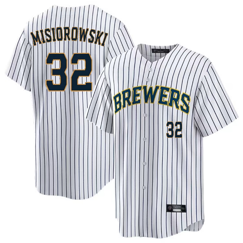 Punc M.Brewers #32 Jacob Misiorowski Player White Stripes Limited Game Home Stitched Jerseys