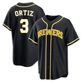 Punc M.Brewers #3 Joey Ortiz Player Black Fashion Out Home Game Stitched Jerseys