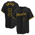 Punc M.Brewers #3 Joey Ortiz Player Black Snake Skin City Home Game Stitched Jerseys