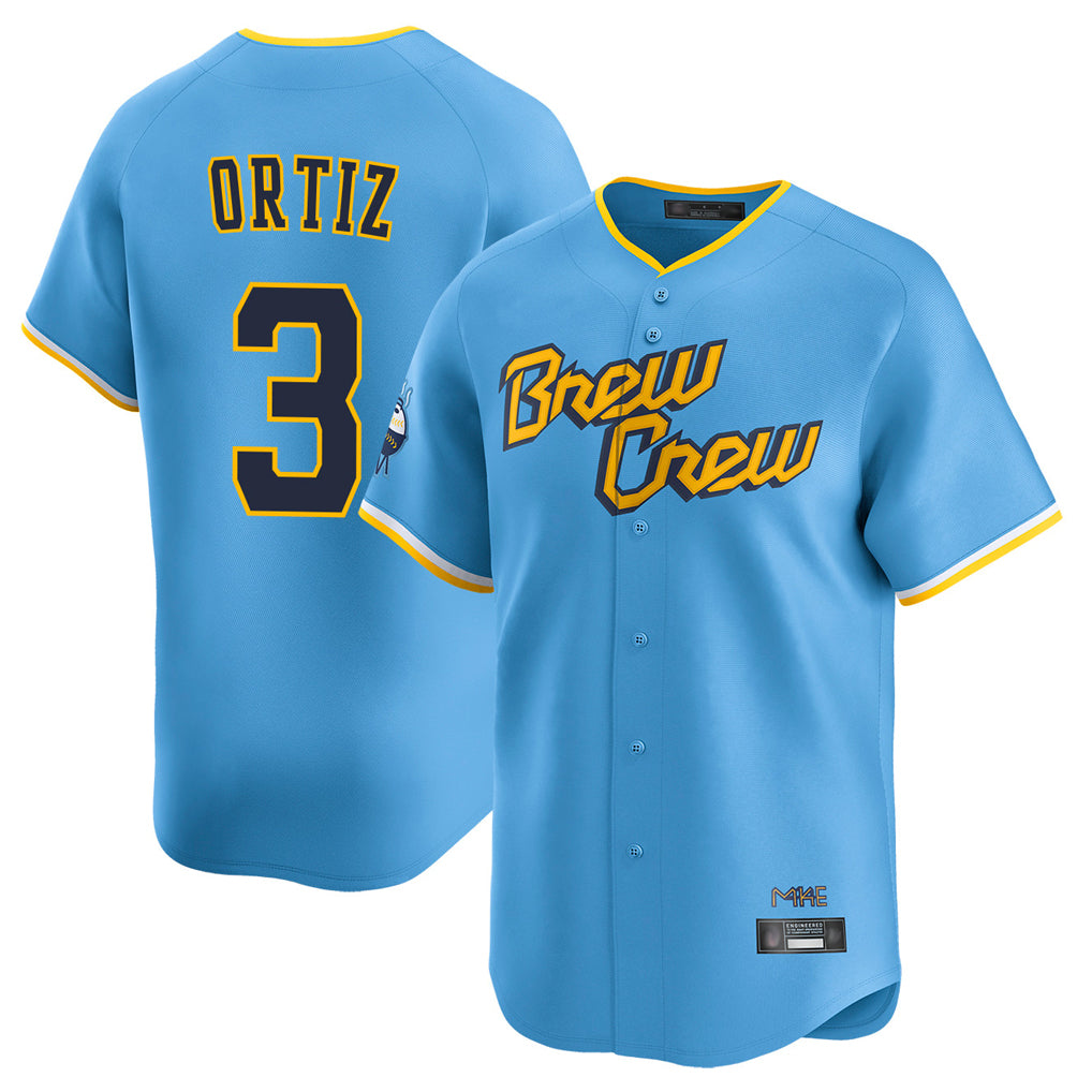 Punc M.Brewers #3 Joey Ortiz Player Light Blue City Connect Home Limited Stitched Jerseys