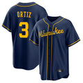 Punc M.Brewers #3 Joey Ortiz Player Navy Home Game Stitched Jerseys