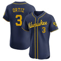 Punc M.Brewers #3 Joey Ortiz Player Navy Home Limited Elite Stitched Jerseys