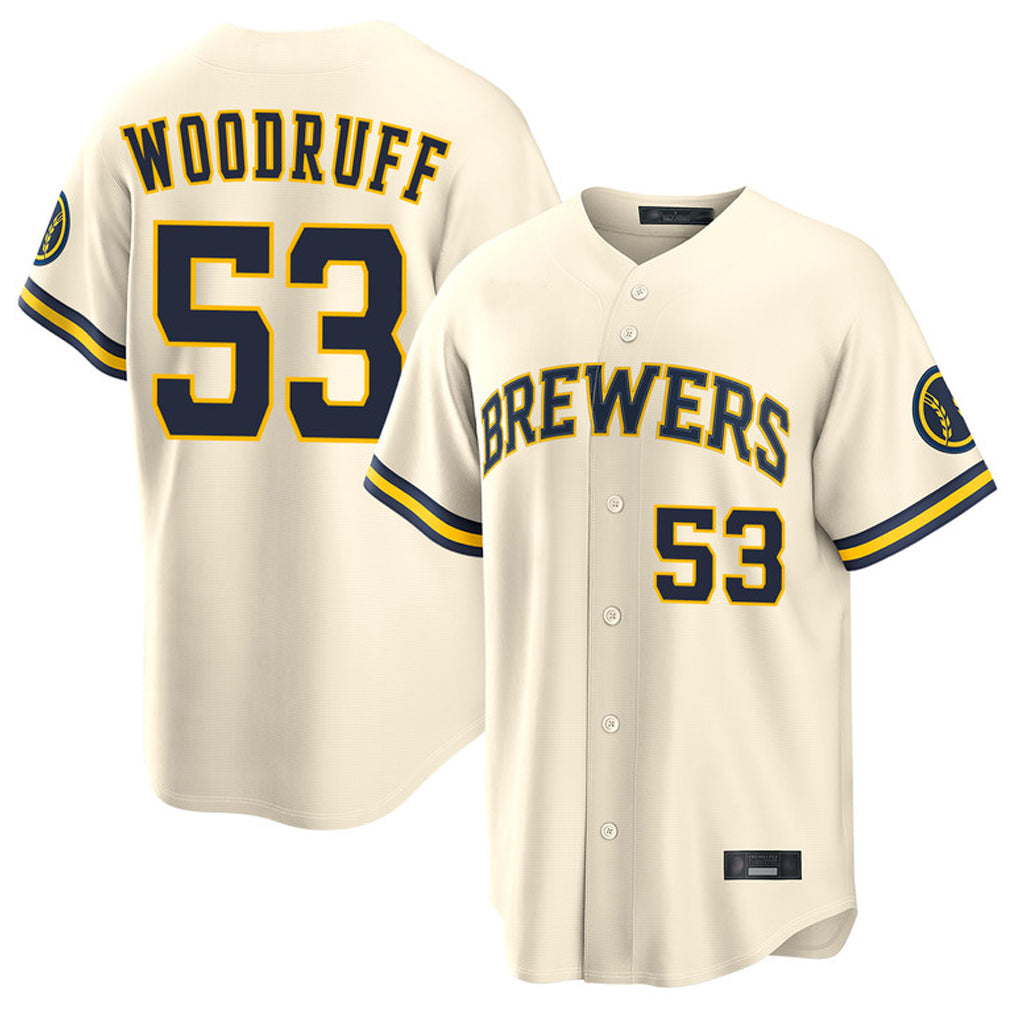Punc M.Brewers #53 Brandon Woodruff Player Cream Home Limited Stitched Jerseys
