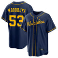 Punc M.Brewers #53 Brandon Woodruff Player Navy Home Game Stitched Jerseys