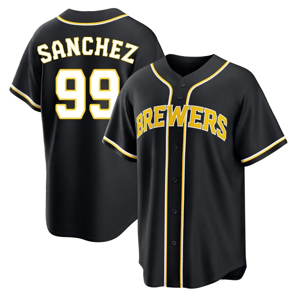 Punc M.Brewers #99 Gary Sanchez Player Black Fashion Out Home Game Stitched Jerseys