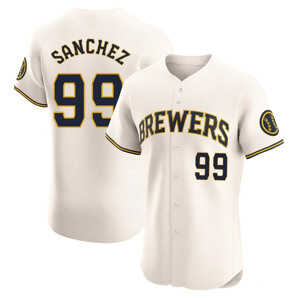 Punc M.Brewers #99 Gary Sanchez Player Cream Home Limited Elite Stitched Jerseys